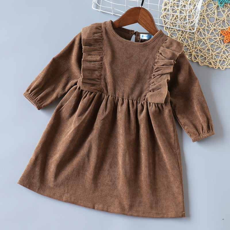 Vestido de humor oso para niñas, nuevo estilo universitario, vestido de manga larga con lazo para estudiantes de primavera y otoño, ropa para niños, vestidos de princesa