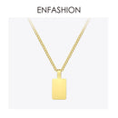 ENFASHION Personalized Engraved Name Necklace Stainless Steel Circle Square Pendant Necklaces For Couples Jewelry Custom PB3010
