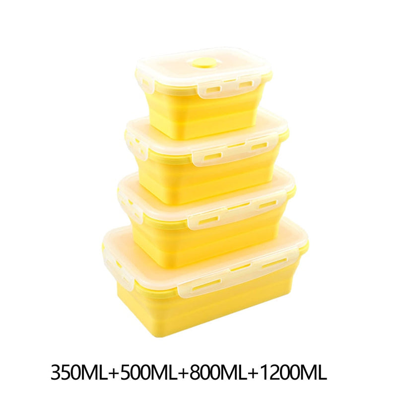 Contenedores de almacenamiento de alimentos con tapas de silicona plegable BPA almuerzo gratis caja de ensalada de frutas Set reezer apto para microondas