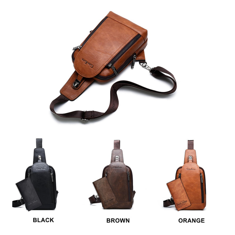 Celinv Koilm Men Crossbody Bag Big Size Daily Chest Bag High Quality Large Capacity Split Leather Daypacks Sling Bag For iPad