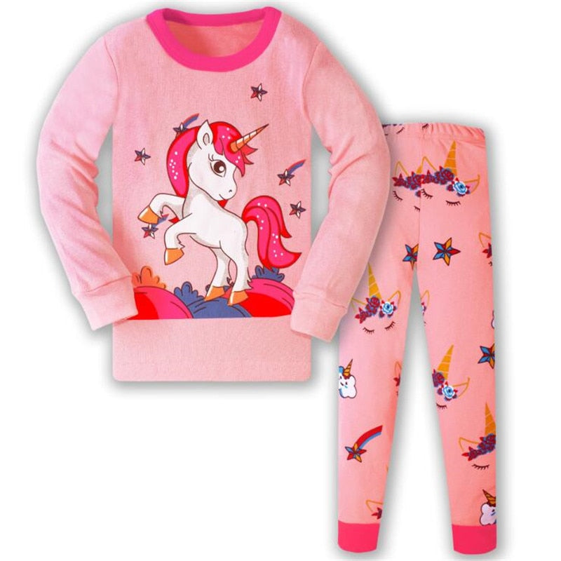 Einhorn Mädchen Pyjama Set Kinder Baby Frühling Herbst Süß Anzug Cartoon Infantil Kinder Nachtwäsche Kleidung