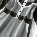 Vestido de mosaico de moda otoño 2019 cuello alto de un solo pecho de longitud media vestidos de una línea de pata de gallo