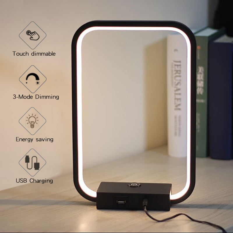 Lámpara de mesa LED moderna, lámpara de escritorio regulable táctil para decoración de dormitorio, lámpara de noche, lámparas de mesa, puerto de carga USB, luces nocturnas