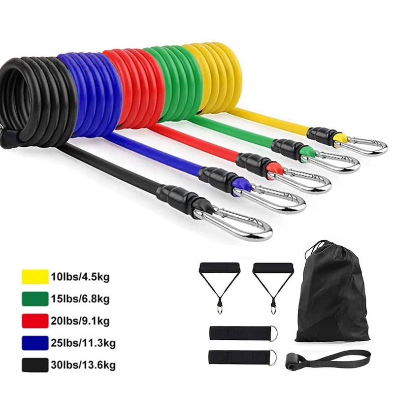 11 Pieces Of Resistance Tube Strap Set Fitness Yoga Gym Draw Rope Exercise Home Training Anchor Door Expander With Ankle Strap