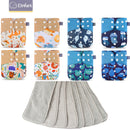 Elinfant New Passende wasserdichte Baby-Pcoket-Windeln 8 Stück graue Mesh-Stoffwindeln und 8 Mikrofaser-Einsätze