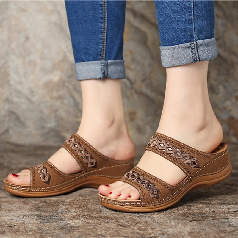 Sandalias de mujer, zapatos de cuña a la moda para mujer, zapatillas, zapatos de verano con tacones, sandalias, chanclas, zapatos casuales de playa para mujer