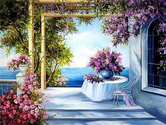 5D DIY Diamond Painting Full Square Landscape Cross stitch Kit Diamond Embroidery Flower Sea Mosaic Picture Of Rhinestones Decor