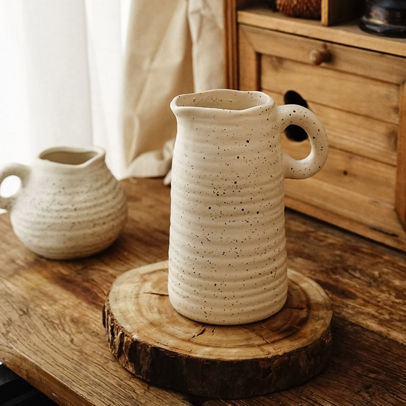 Florero de cerámica de arte de estilo Simple nórdico, luz moderna de lujo para jarrones de arreglo de flores secas, jarrones de decoración suave para el hogar