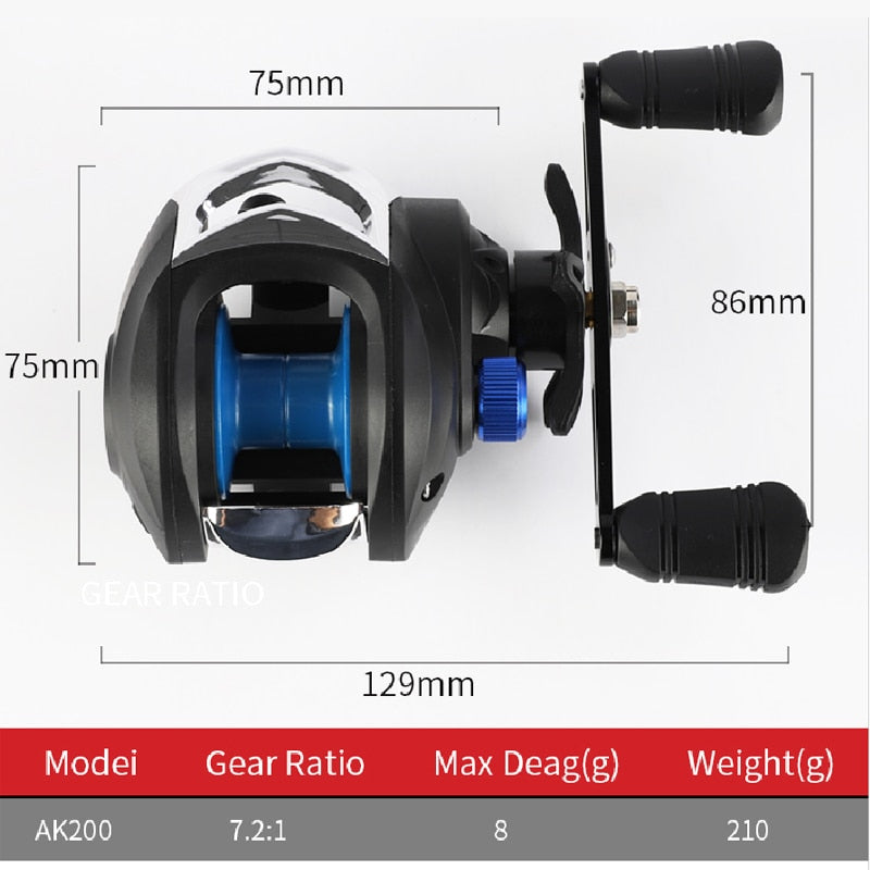 2022 New 8kg Max Drag Fishing Reel Professional Ultra Light 7.2:1 Übersetzungsverhältnis Karpfen Baitcasting Rad Karpfenangeln Casting Reel