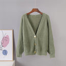 Hirsionsan Elegant Langarm Mohair Pullover Damen 2020 Neue Einreiher Damen Kurze Strickjacke Weich Flexibel Strick Outwear