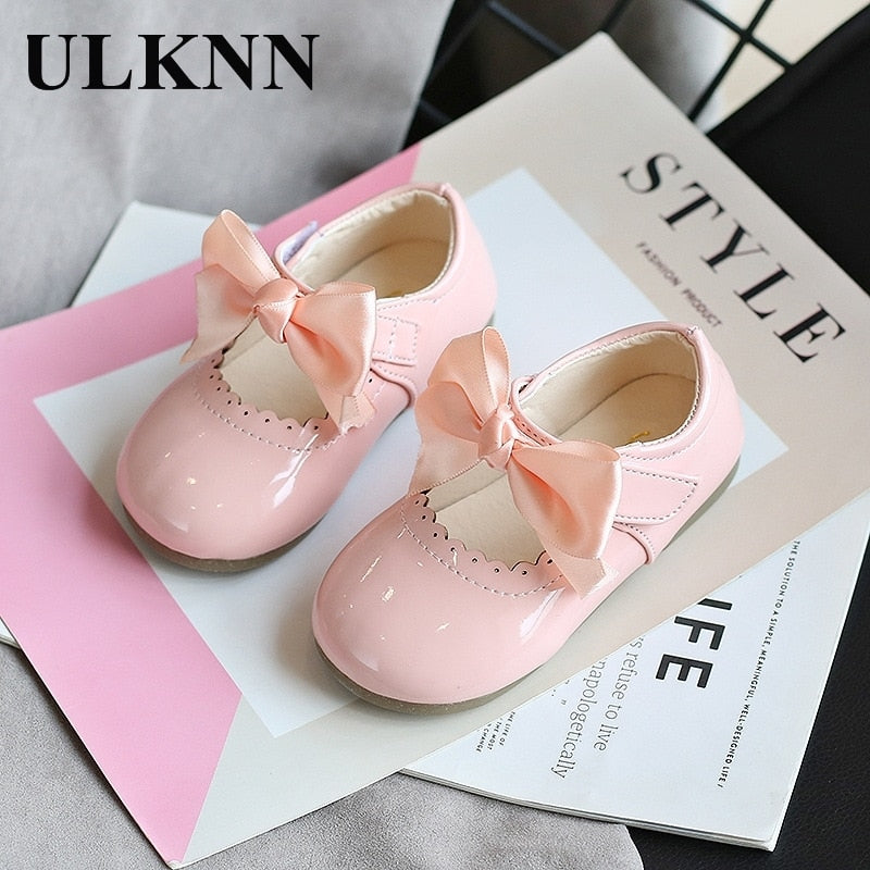 ULKNN Baby Girls Cute Bow Multi-Purpose Shoes 2021 New Korean Version Princess Shoes-Style Leather Dance Shoes