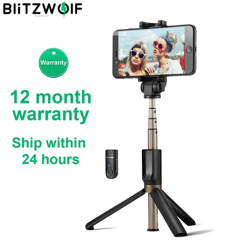 BlitzWolf BS3 bluetooth-compatible Selfie Stick Tripod Extendable Foldable Monopod Wireless Selfie Stick For iPhone For xiaomi