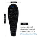 AEGISMAX 95% weiße Gänsedaunen-Mumien-Camping-Schlafsack Kalter Winter Ultraleichtes Schallwand-Design Camping Spleißen FP800 G1-G5