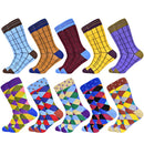Heißer Verkauf Männer Socken 2020 Neue Bunte Geschenke für Männer Baumwolle Herren Socken Geometrische Gitter Klassische Glückliche Business Casual Socken Männer