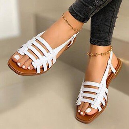 2022 Frauen Sandalen Frau Gladiator Open Toe Lässige Strandschuhe Weibliche Aushöhlen Wohnungen Frauen Outdoor Sommer Schuhe Plus Größe