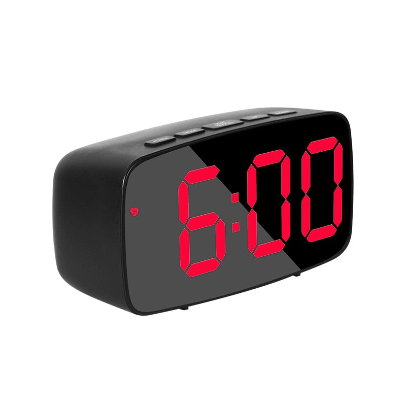 LED Mirror Screen Alarm Clock Creative Digital Clock Voice Control Snooze Time Date Temperature Display Rectangle/Round Style