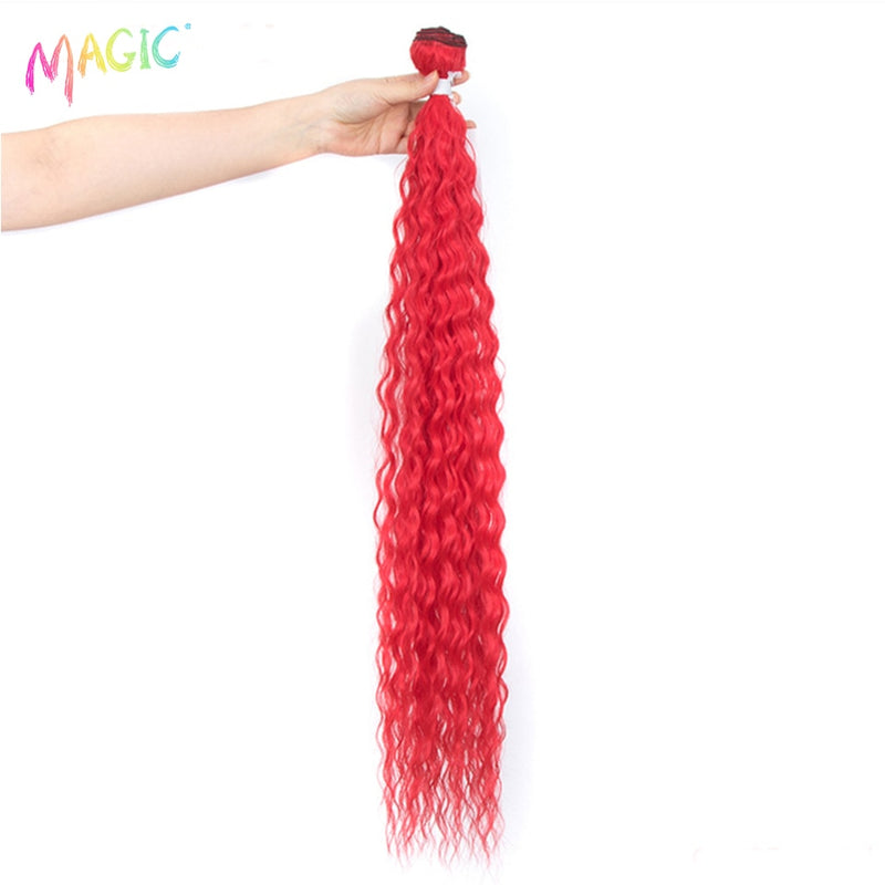 MAGIC Deep Curly Synthetic Hair Weave Deep Wave Hair Bundles 28 "30" 32 "Zoll Ombre Color Two Tone Curly Hair Extension 120g