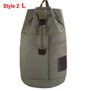 Male Tactical Bucket Canvas Backpack Letter Printing Large Capacity Military Army Bags Outdoor Travel Climbing Round Bag XA678WD