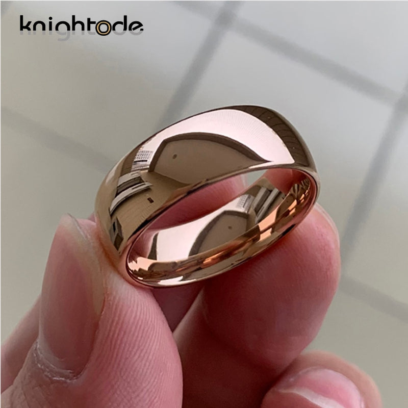 Classic Rose Gold Tungsten Wedding Ring For Women Men Tungsten Carbide Engagement Band Dome Polished Finish 8mm 6mm Ring