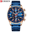 CURREN Herrenuhren Sportliche Luxus-Chronographen-Armbanduhren für Herren Quarz-Edelstahlband-Uhr mit Leuchtzeigern
