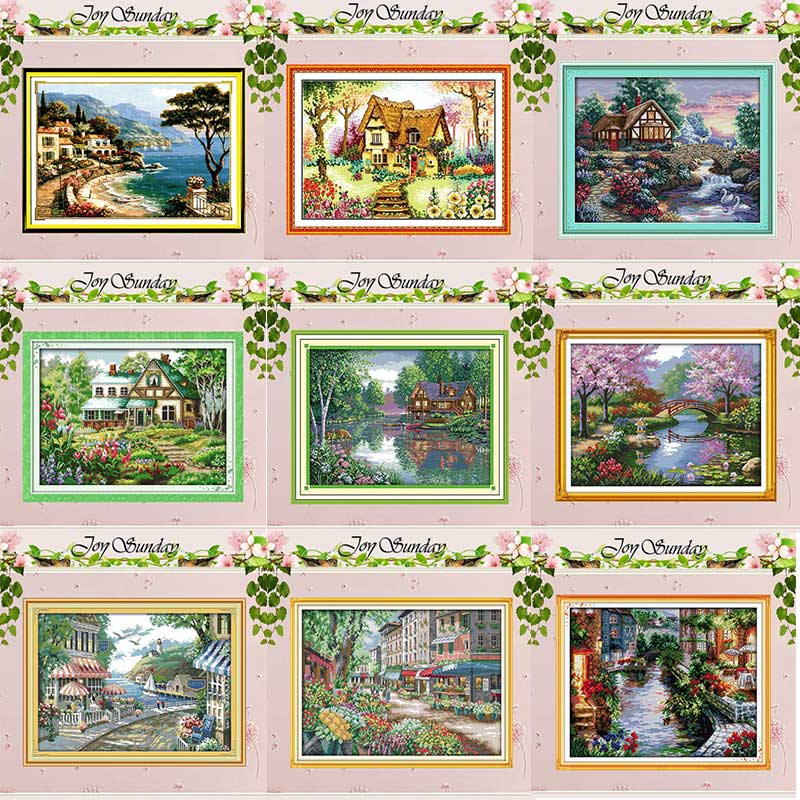 Leisurely Cabin House Scenery Patterns Counted 11CT 14CT Cross Stitch Sets DIY Cross-stitch Kit Embroidery Needlework Home Decor