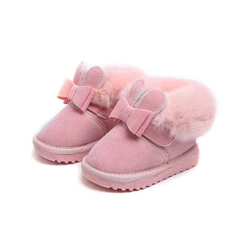 AINYFU Baby Girl Snow Boots Children Girl Boot Winter Warm Plush Rabbit Princess Shoes Kids Sneaker Lovely Soft Boots B194