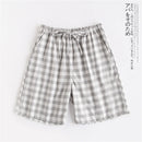 Paar Pyjamas Sommer Baumwolle Gaze Shorts im japanischen Stil einfache elastische Taille lässig große Gitter Männer und Frauen zu Hause Hosen