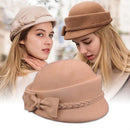 Boina de lana 100%, boina de invierno para mujer, boina de fieltro Floral para mujer, boina francesa de fieltro, gorro fedora, gorro de invierno con flores