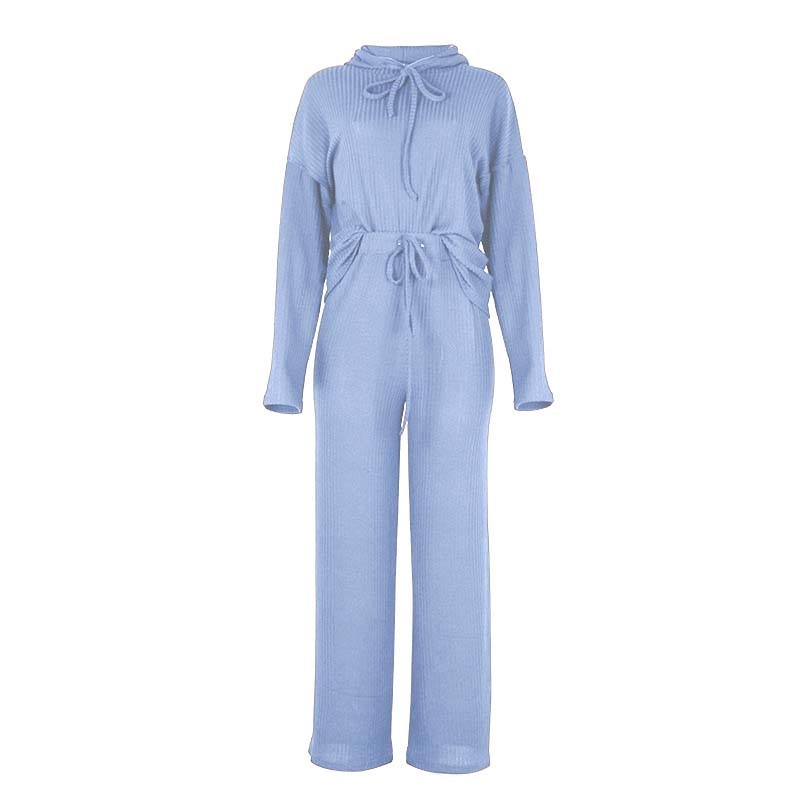 Autumn Winter Knitted Pajama Set Women Hooded Pajama Pants Home Suit for Women Long Sleeve Sleepwear Loose Lounge Wear Ladies