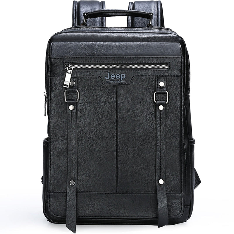 JEEP BULUO Trend Casual Laptop Bags Mochila de alta capacidad para computadora New Men's Bag Travel Split Leather Bags para hombre