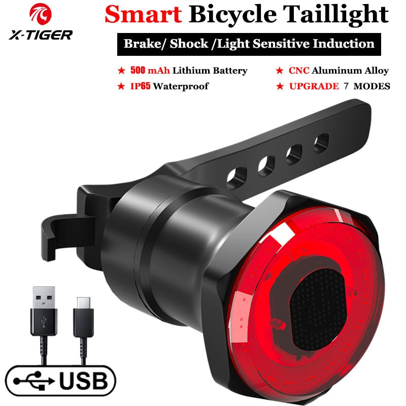 X-TIGER Smart Fahrradlicht Regendicht Auto Brake Sensing Rücklicht Fahrrad MTB Fahrrad Rücklicht USB Wiederaufladbare LED