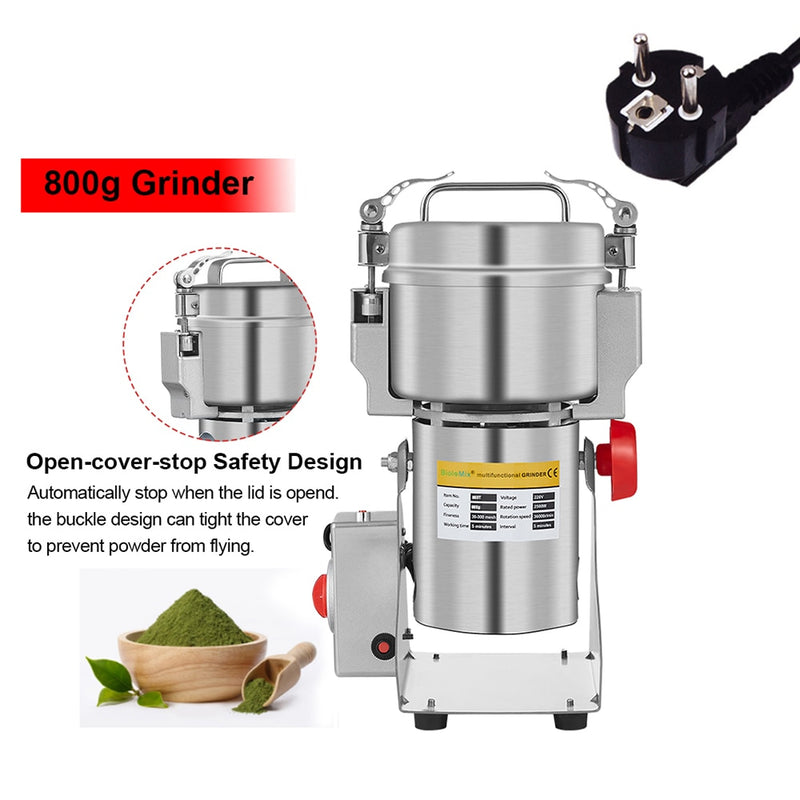 BioloMix 800g 700g Granos Especias Hebals Cereales Café Molinillo de alimentos secos Molino Máquina de molienda Gristmill Trituradora de polvo de harina