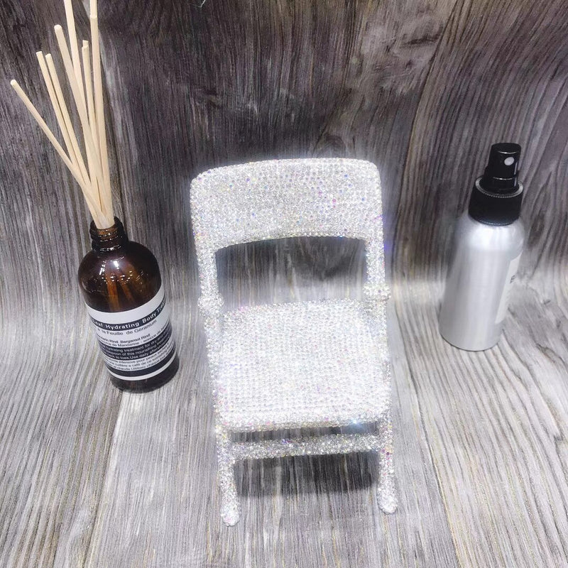 Bling Mini Chair Super süßer handgefertigter Strass Messenger Klappstuhl für persönliche Dekoration Schreibtischdekoration Wohnaccessoires