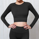 Workout-Oberteile für Frauen, Fitness, Sport, Yoga-Oberteil, gestricktes Yoga-Shirt, nahtloses Oberteil, Langarm, Laufsport-Shirt, Damen-Sportbekleidung
