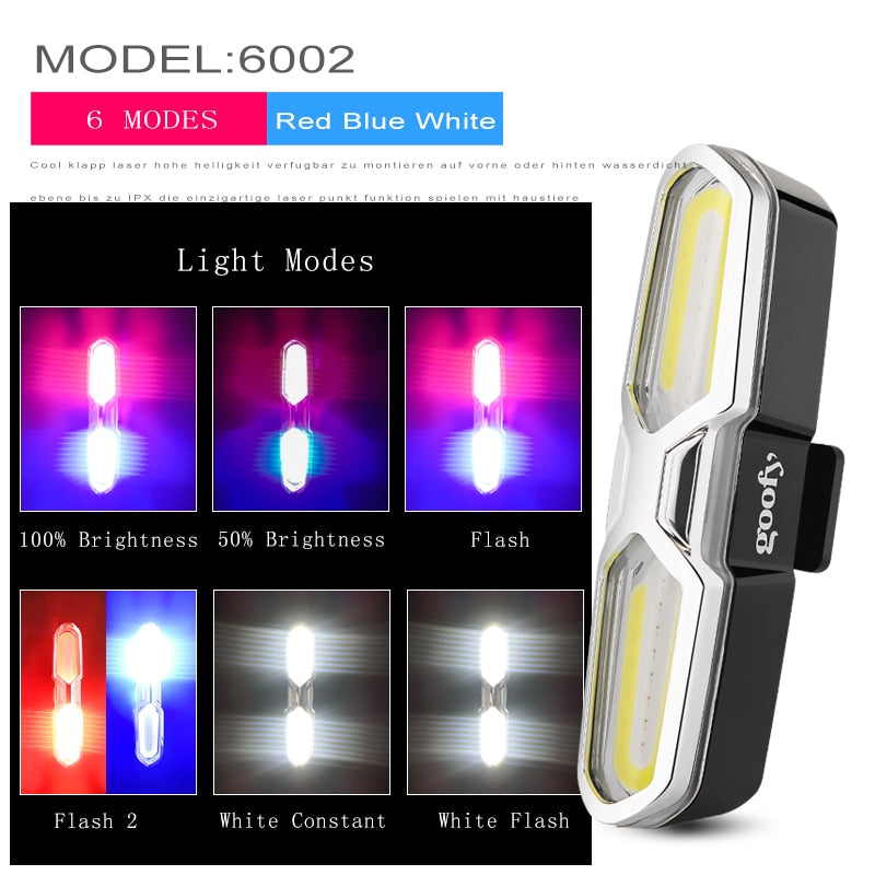 Fahrrad wasserdichtes Rücklicht Reitrücklicht LED USB wiederaufladbares Mountainbike Fahrradlicht Rücklicht Helmlicht Multi-Mode