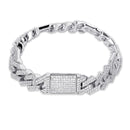 TOPGRILLZ Newest Micro paved Baguette Zircon Cuban Bracelet Iced Out Bling Hip hop Jewelry Gold Silver-plate CZ Cuban Chain 14mm
