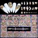 21 Grids Crystals Diamonds Nail Strasssteine ​​Set 3100pcs FlatBack Strasssteine ​​Kit funkelnde Nail Art mit 1 Stift für Dekorationen