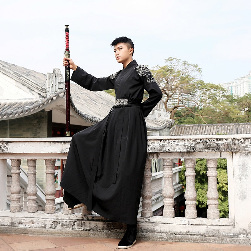 Chinesisches altes Kostüm Hanfu-Kleid traditionelle klassische Kleidung Tang-Dynastie Erwachsener Schwertkämpfer Robe Männer Halloween-Kostüm