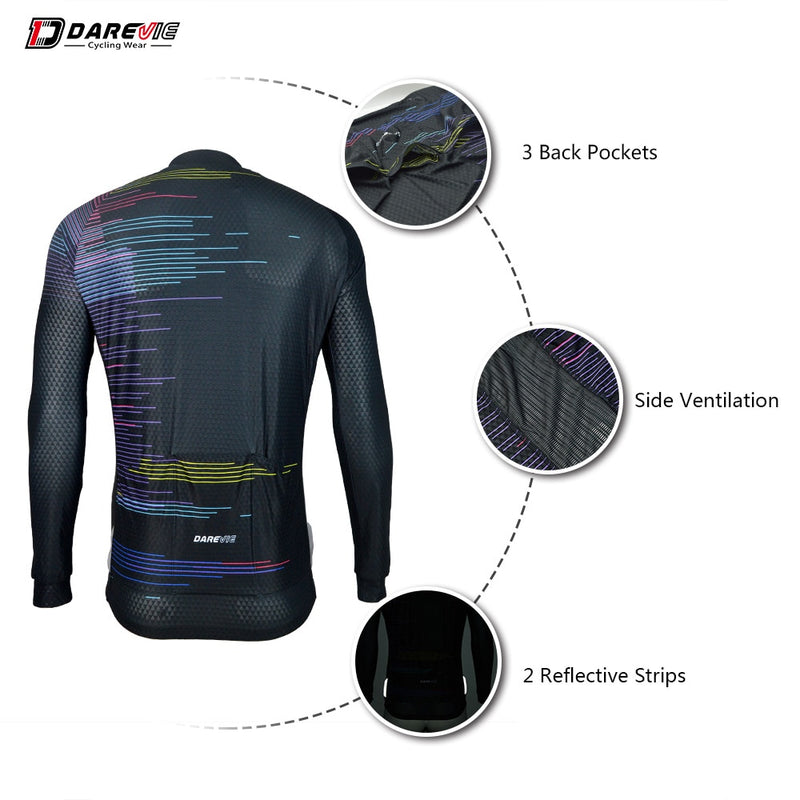 DAREVIE Cycling Jersey Summer Breathable Quick Dry Men Cycling Long Sleeve Jersey High Quality Non-Slip Pro Team Cycling Jersey