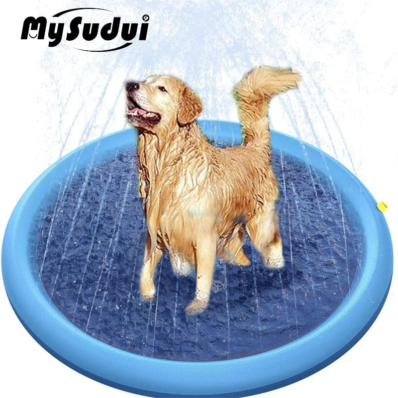 MySudui Pet Sprinkler Pad Play Cooling Mat Swimming Pool Outdoor Inflatable Water Spray Pad Mat Tub For Dog Summer Cool