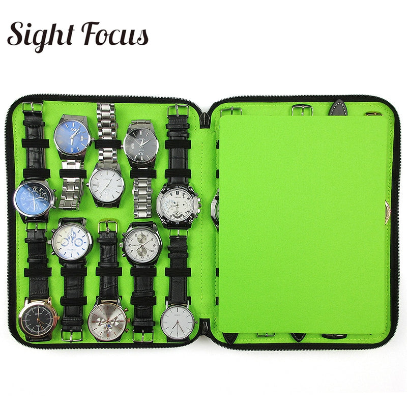 Sight Focus 40 Slot Felt Watch Organizer Box Gray Watch Storage Case Pouch Double Layer Watch Strap Band Organizer Holder Bag