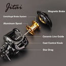 JITAI Baitcasting Angelrolle Doppelbremssystem 10Kg Kohlefaserbremse 7.0:1 High Speed ​​Light Angelrolle Angelrad
