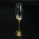 2Pcs/Set Wedding Crystal Champagne Glasses Gold Metal Stand Flutes Wine Glasses Goblet Party Lovers Valentine&