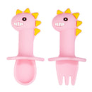 TYRY.HU Baby Dinner plate set Baby Feeding Plate Training Bowl Spoon Fork Dinosaur Cartoon Illustration Non-slip Dinner Plate