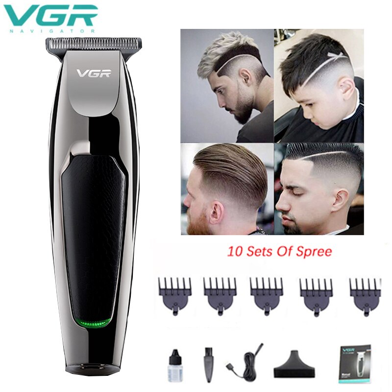 Cortadora de pelo eléctrica VGR, máquina para cortar el pelo a prueba de agua, máquina de afeitar para Barba, cortadora de pelo profesional, máquina para cortar cabello con USB para hombres