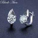 Schwarze Awn 2022 neue klassische silberne Farbe runde schwarze modische Spinell-Verpflichtungs-Band-Ohrringe für Frauen-Schmucksachen Bijoux I131