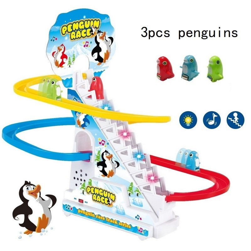 Klettern Treppen Track Spielzeug Cartoon Pinguin Dinosaurier Hund Ente Für Kinder Elektronische Musik Kinder Lustige Jungen Mädchen Geburtstagsgeschenk