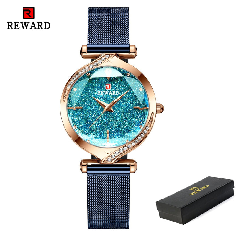 RECOMPENSA Nuevos relojes de moda para mujer Reloj de cuarzo de marca de lujo para mujer Reloj de pulsera impermeable de acero inoxidable para mujer