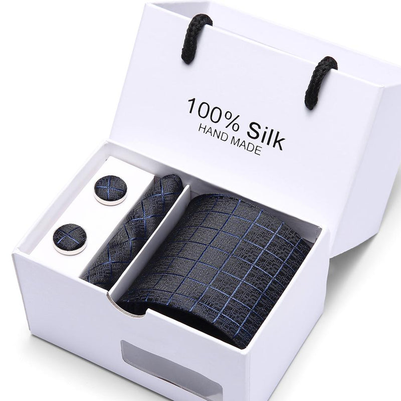 Joy Alice Hochzeit Männer Krawatten Geschenkbox Verpackung Männer Marke Luxus Krawatte Einstecktuch Seidenkrawatte Set Manschettenknöpfe Taschentuch