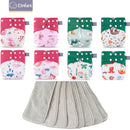 Elinfant New Passende wasserdichte Baby-Pcoket-Windeln 8 Stück graue Mesh-Stoffwindeln und 8 Mikrofaser-Einsätze